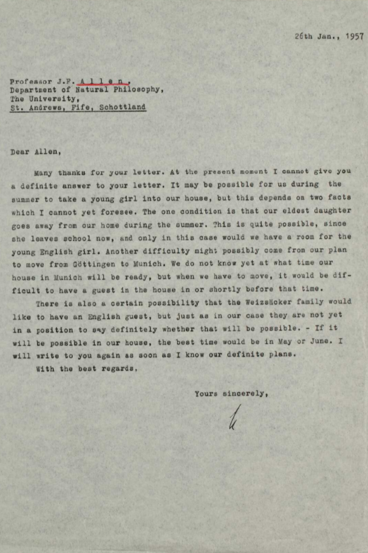 Digitised image of a typewritten letter to J.P. Allen