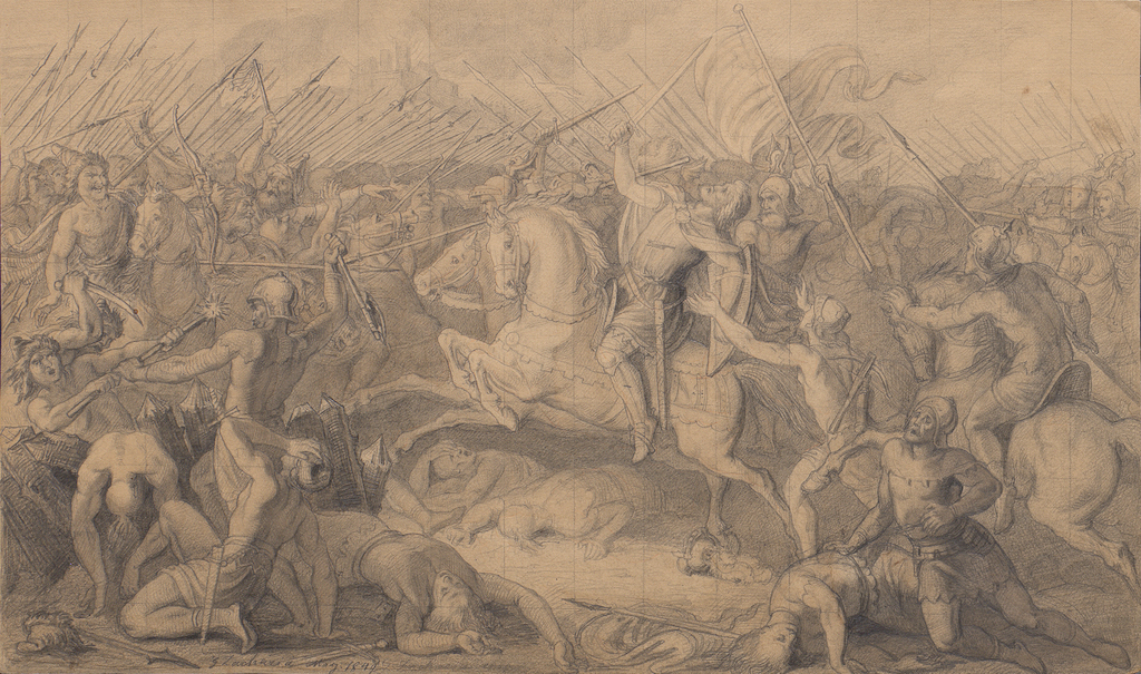 Fig. 4 – Georg Zachariae: Pencil drawing of a battle, March 1849 [NL 297/2/2/No. 17]