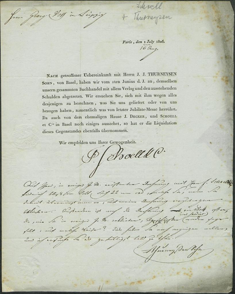 Fig. 5 – Newsletter of publisher Friedrich Schoell, July 1, 1806 [NL 268/3/148]