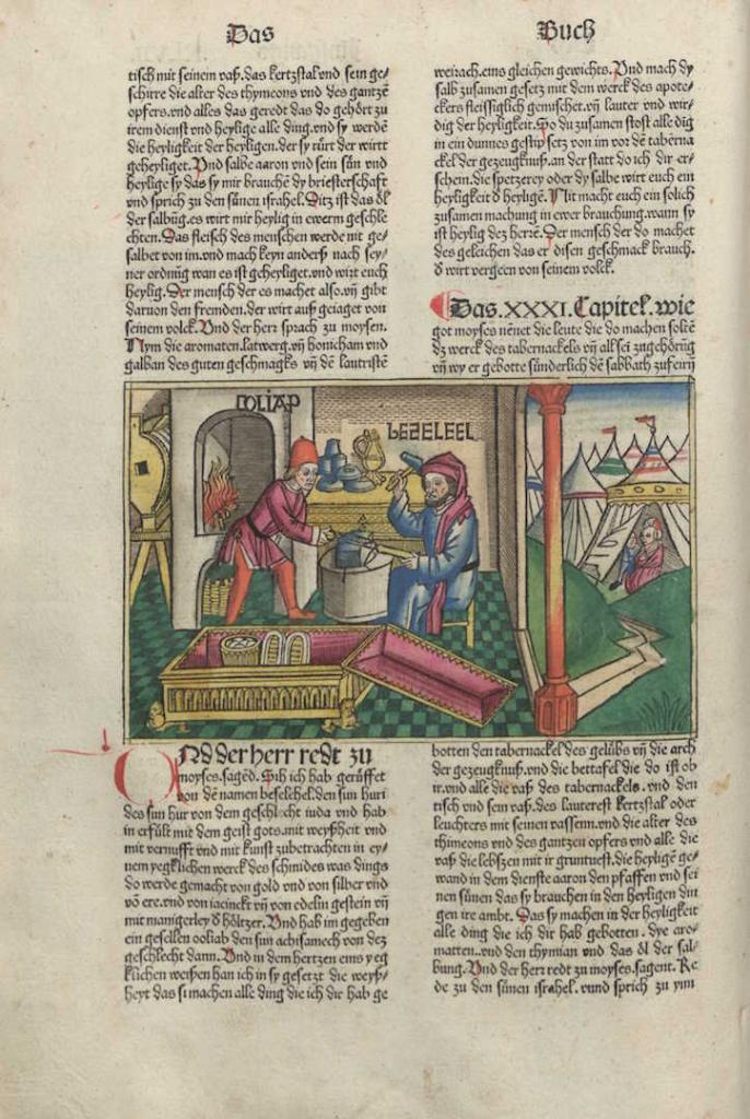 Fig. 1 – [Inc. Civ. Lips. 281, fol. XLVIIr: God commissions the craftsman Bezalel (Exodus 31)]