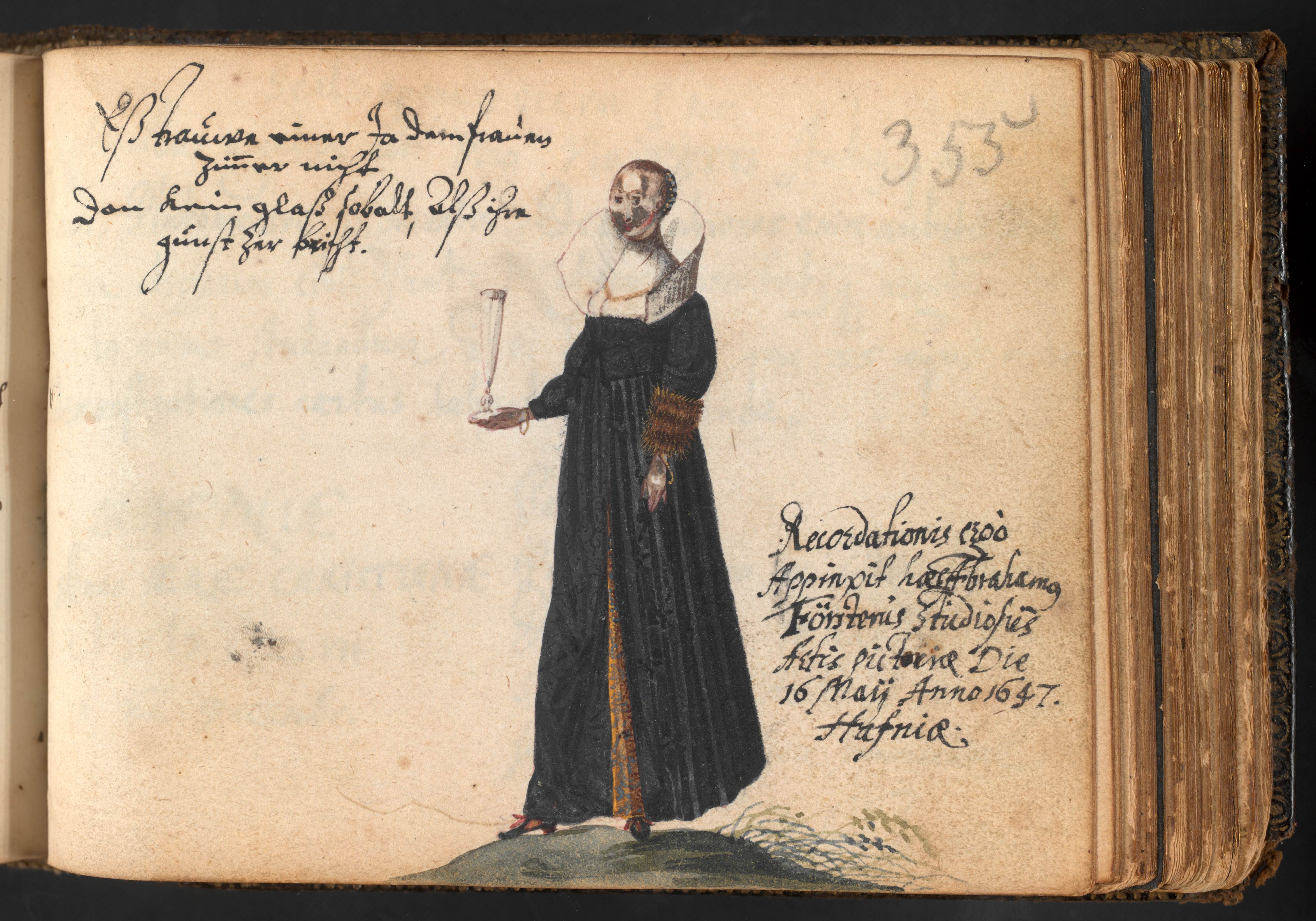 Stammbuch von Tobias Mühlstein Einträge des Michael Lyser, Kopenhagen 25. Mai 1647 und des Abraham Förster, Kopenhagen 16. Mai 1647