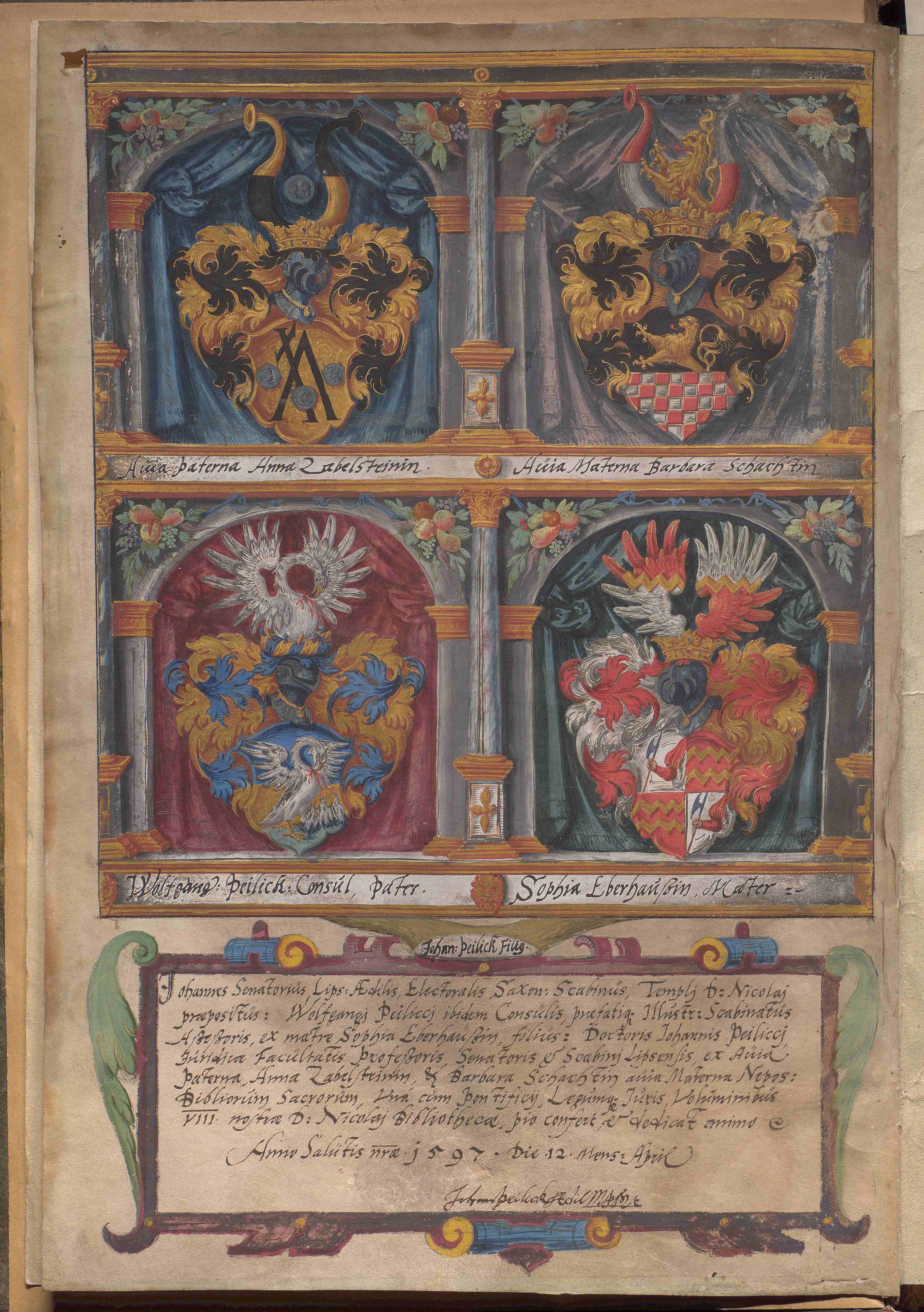 mehrfarbige Familien-Wappenmalereien