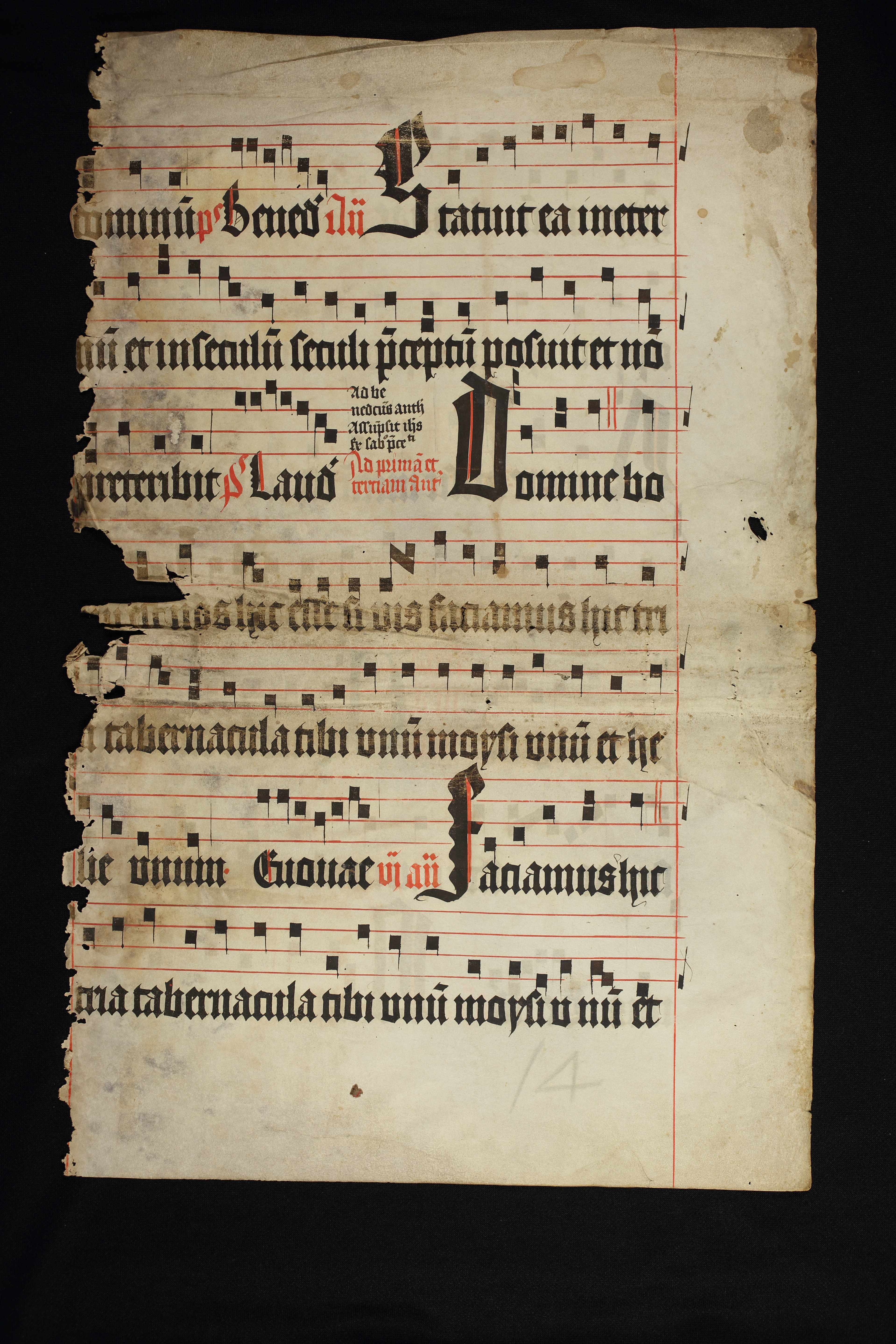 Fragment liturgischer Handschrift aus dem 1124 gegründeten Augustiner-Chorherrenstift