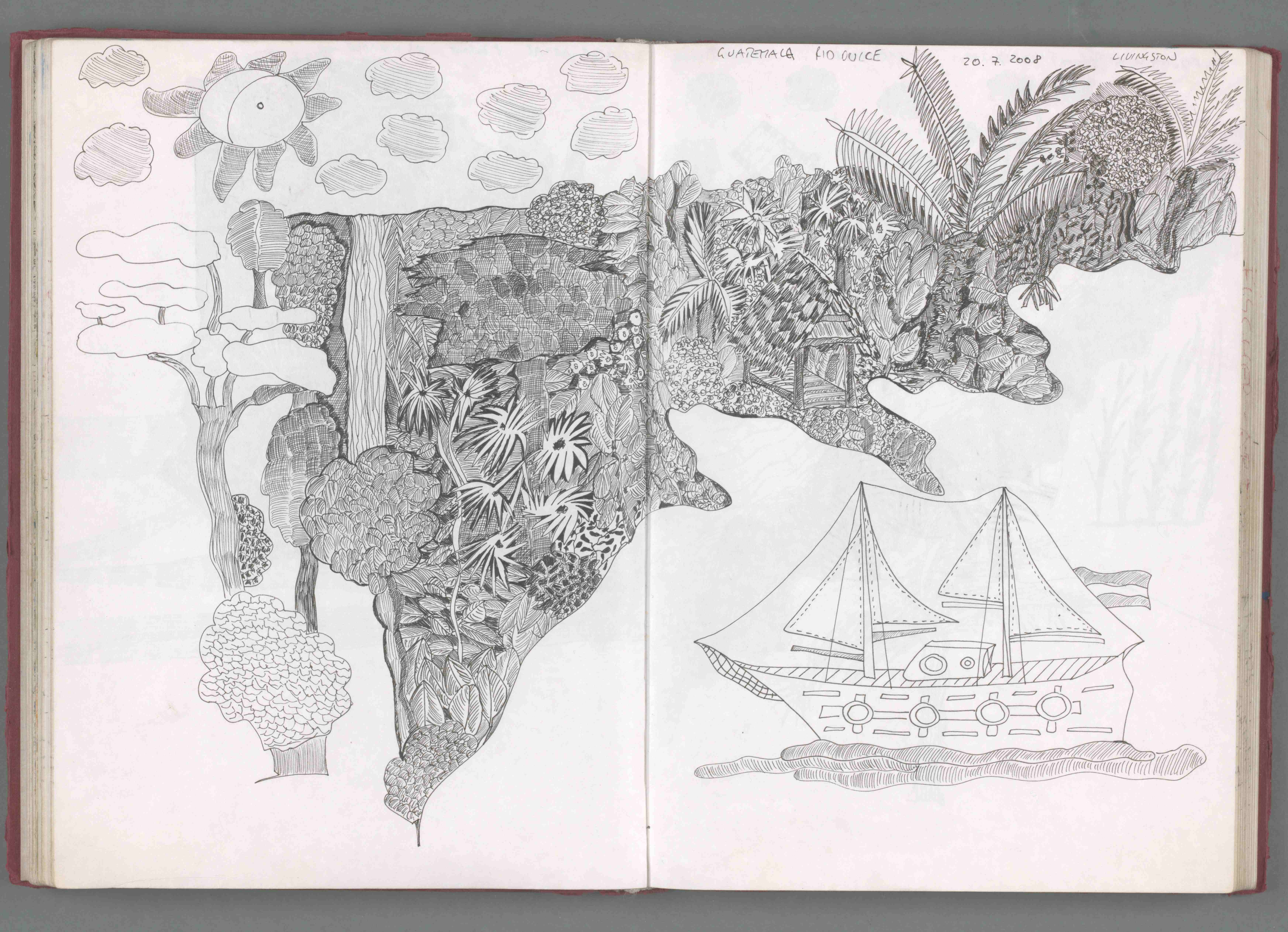 monochrome Darstellung: Guatemala, Rio Dulce von Fischer-Art