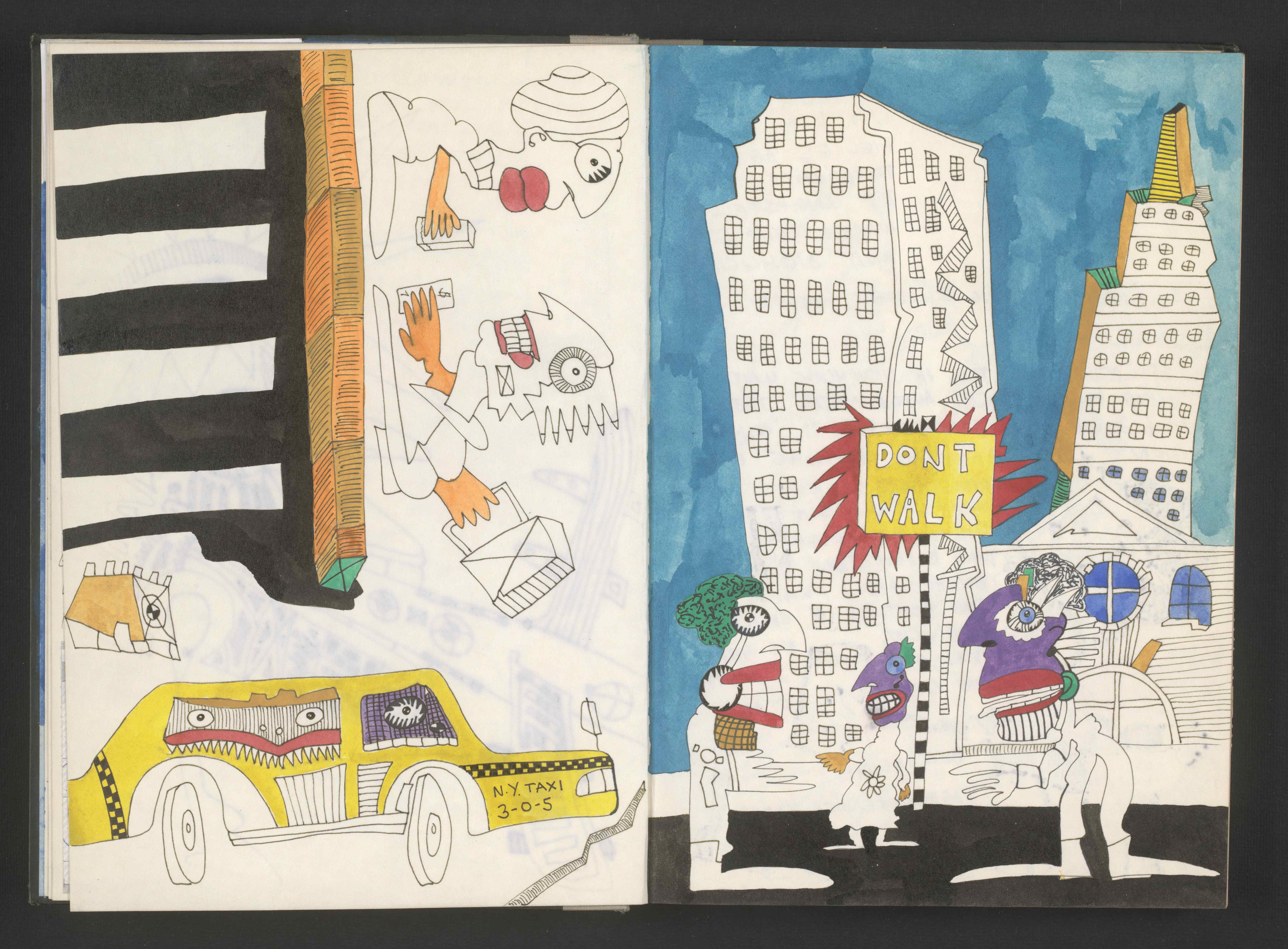 vielfarbige Darstellung: New York, Straßenszene von Fischer-Art