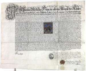 Heidelberg, 15. Oktober 1601, Pergamenturkunde, 598 x 730 mm, Original, Dipl. 44.