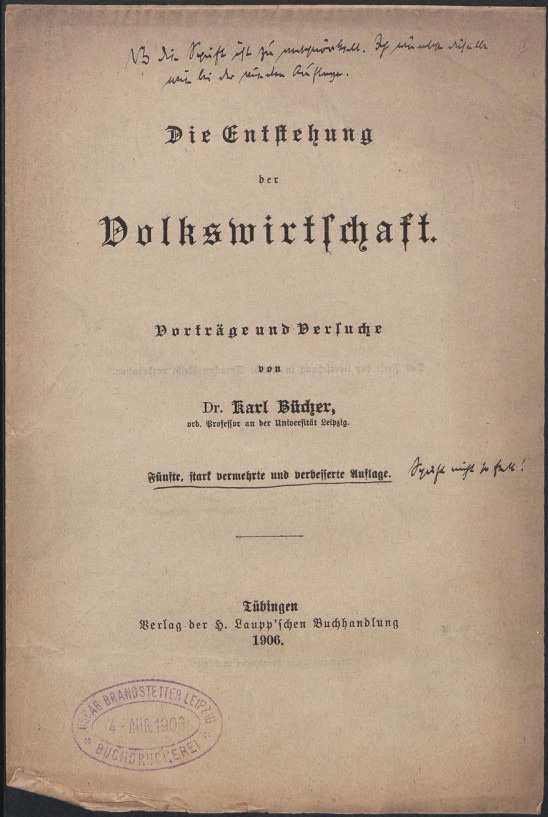 Nachlass Karl Bücher, 183/1/1/44